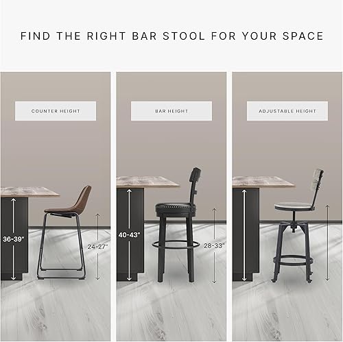 Miniatura 8 de Signature Design by Ashley Centiar - Taburete de bar moderno de altura de mostrador de 24 pulgadas, diseño cubo, 2 unidades, color negro