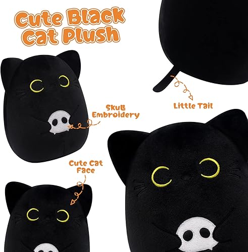 Miniatura 4 de KOPHINYE Peluche de gato negro, esqueleto de gato negro de 6 pulgadas, juguete de peluche de gatito Kawaii para niños, niñas y mujeres