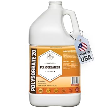 Polysorbate 20 128oz / Gallon | USP Grade - Tween 20 Gentle Natural Emulsifier & Solubilizer for Essential Oils, Fragrances, Sprays, Lotions, Shampoos | Improves Stability & Clarity | 1 GALLON