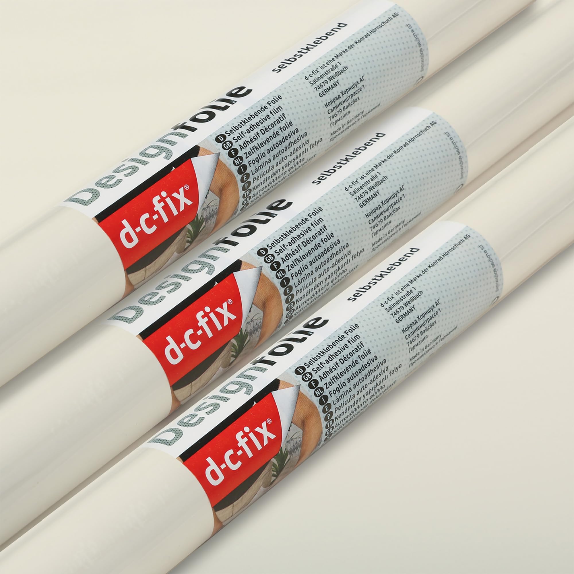 3 Rolls Vinyl Warehouse 90cm x 2.1m d-c-fix Gloss Magnolia Sticky Back Vinyl Furniture Wrap 5365