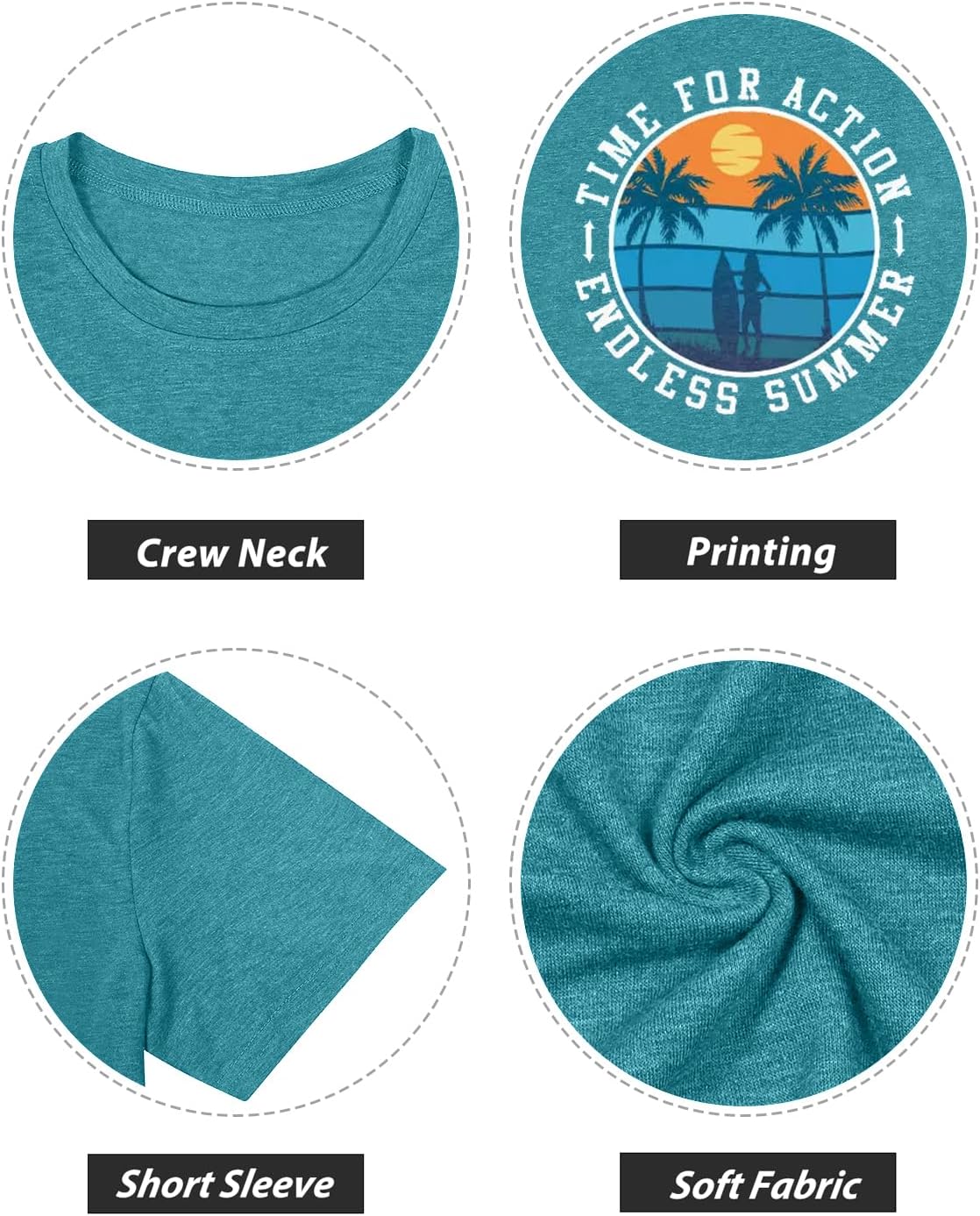 GEMLON Sunset Pine Tree Tshirt Women Camping Tshirt Retro Sun Print Graphic Tee Casual Short Sleeve Top - Image 6