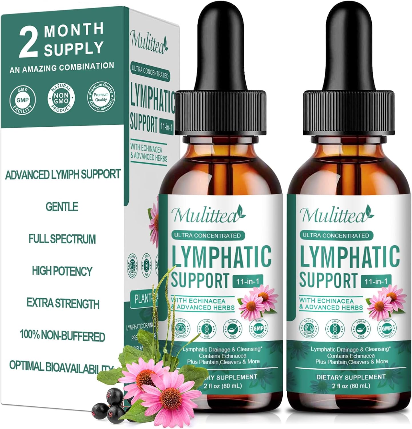 Amazon.com: Mulittea Lymphatic Drainage Drops-Vegan 11-in-1 Lymphatic ...
