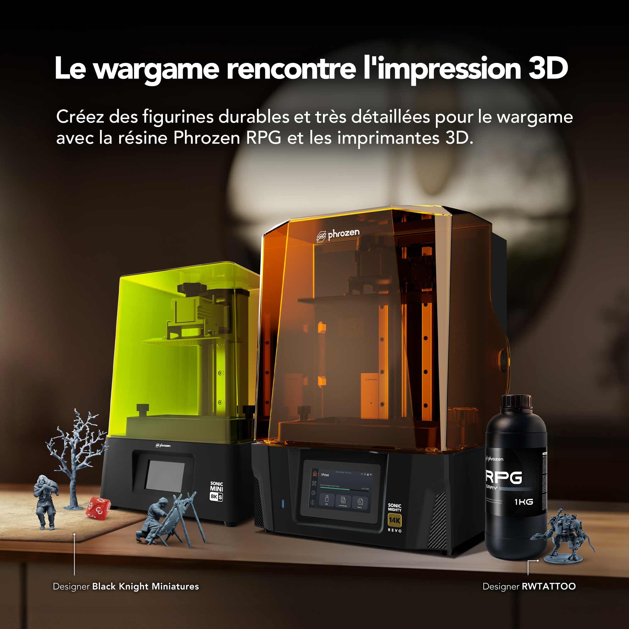 Phrozen RPG Resin | Résine pour Imprimantes 3D SLA/DLP/LCD | Photopolymère Standard 405nm Idéale | Grande Flexibilité et Précision des Détails | Idéale pour modèles RPG - Gris (1kg)