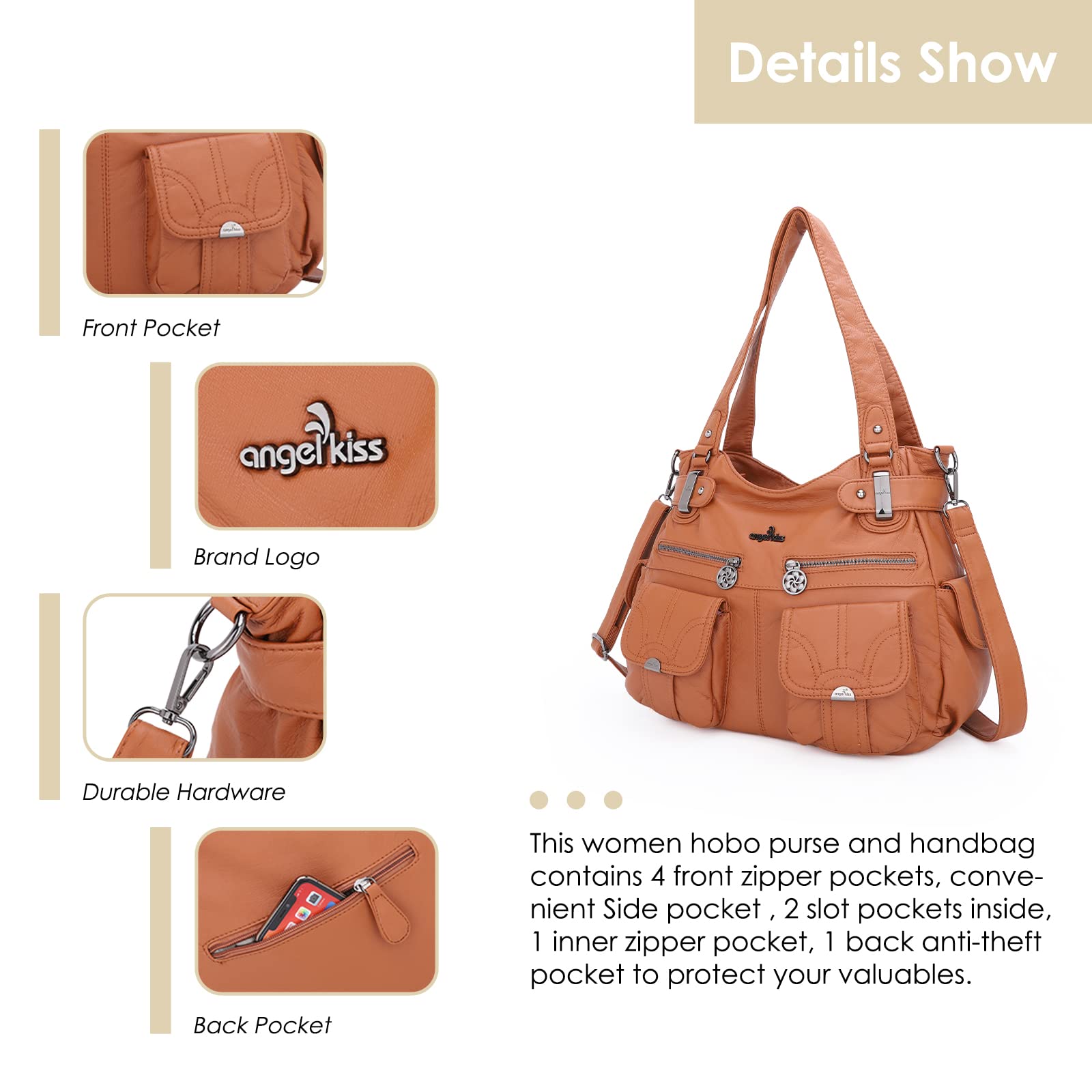 Angel Kiss Sac a Main Femme Grand Sacs à Main Portés Épaule Femme Pu Cuir Sac Bandoulière Sacs Cabas