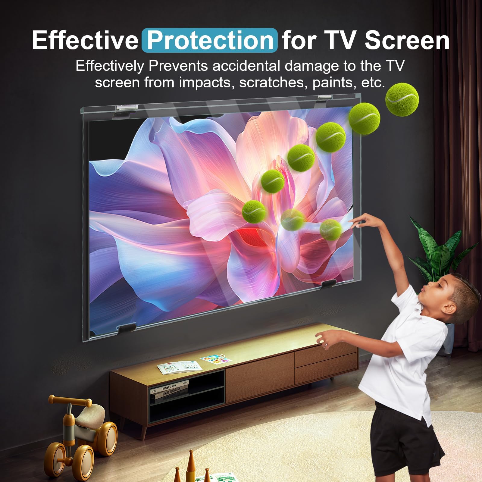 Protector de Pantalla de 65 Pulgadas para TV, Ultratransparente, Antihuellas, Reduce Golpes y Arañazos, Fácil de Limpiar, Protector de Pantalla Acrílico para Pantalla de TV y Monitor