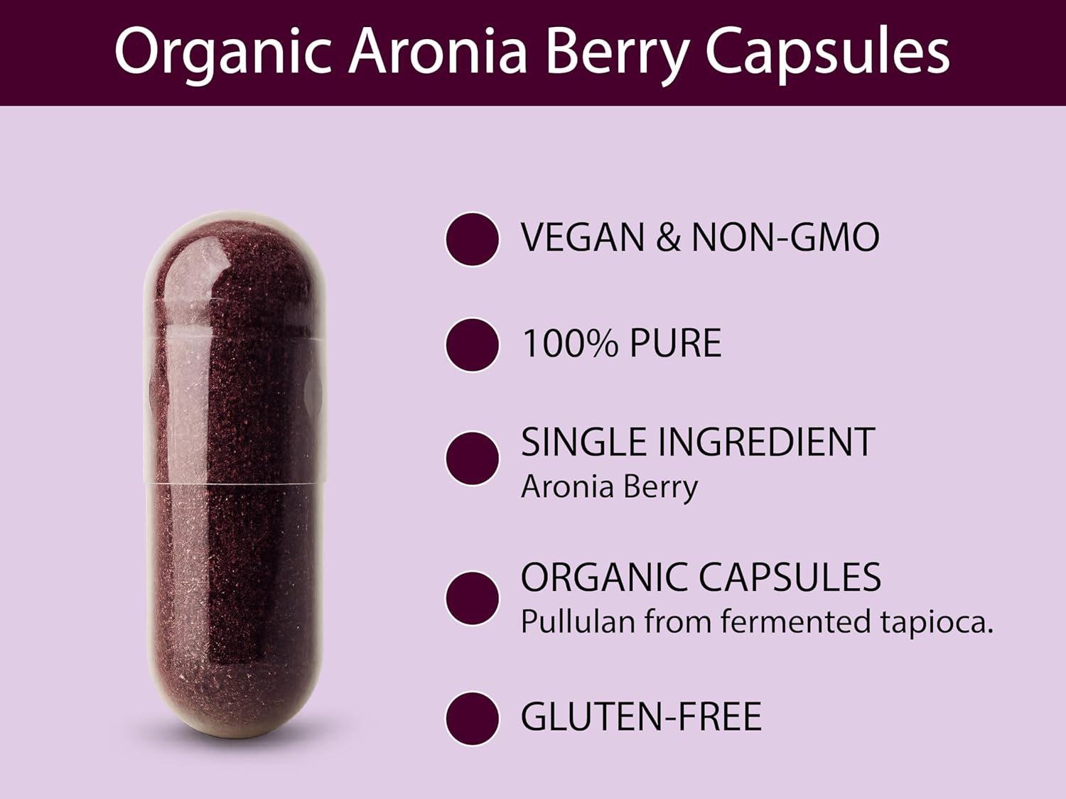 KOYAH - Organic Aronia Berry Capsules - Freeze-Dried, Whole-Berry, 600 mg, Vegan, Gluten-Free, Non-GMO. Antioxidant Support. 60 Capsules - Image 4