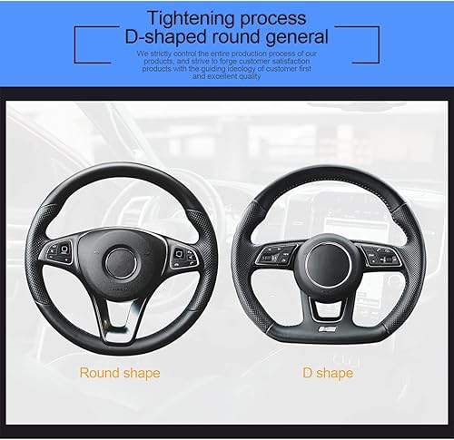 Miniatura 4 de Funda para volante de automóvil, de microfibra de piel sintética, elástica de fibra de carbono, protector de volante de automóvil, 15 pulgadas,