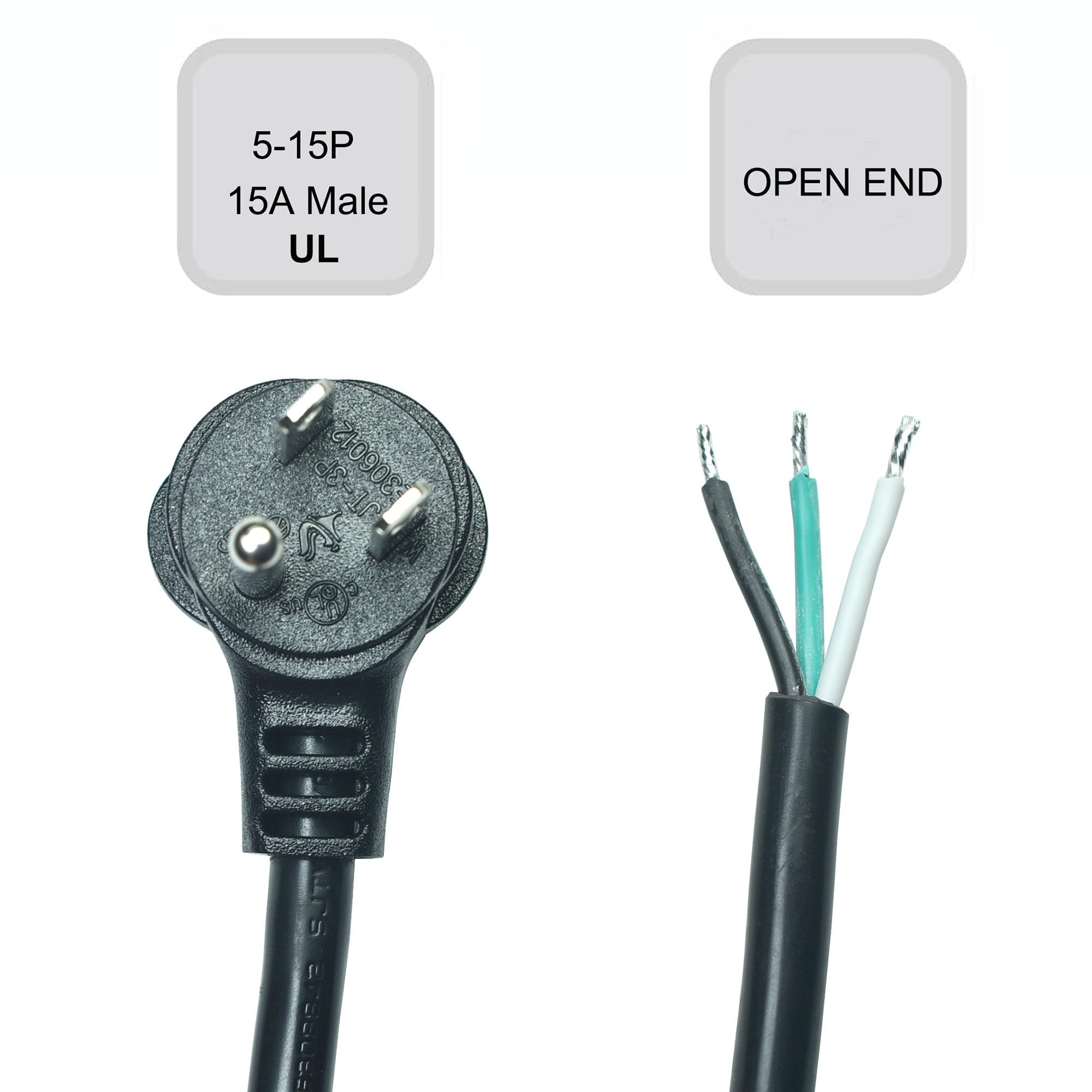 Wymienny płaski kabel zasilający z wtyczką 10 stóp, kabel zasilający 16 13 amperów czarny 16/3 SJFW wytrzymały zamienny kabel zasilający do urządzenia AC