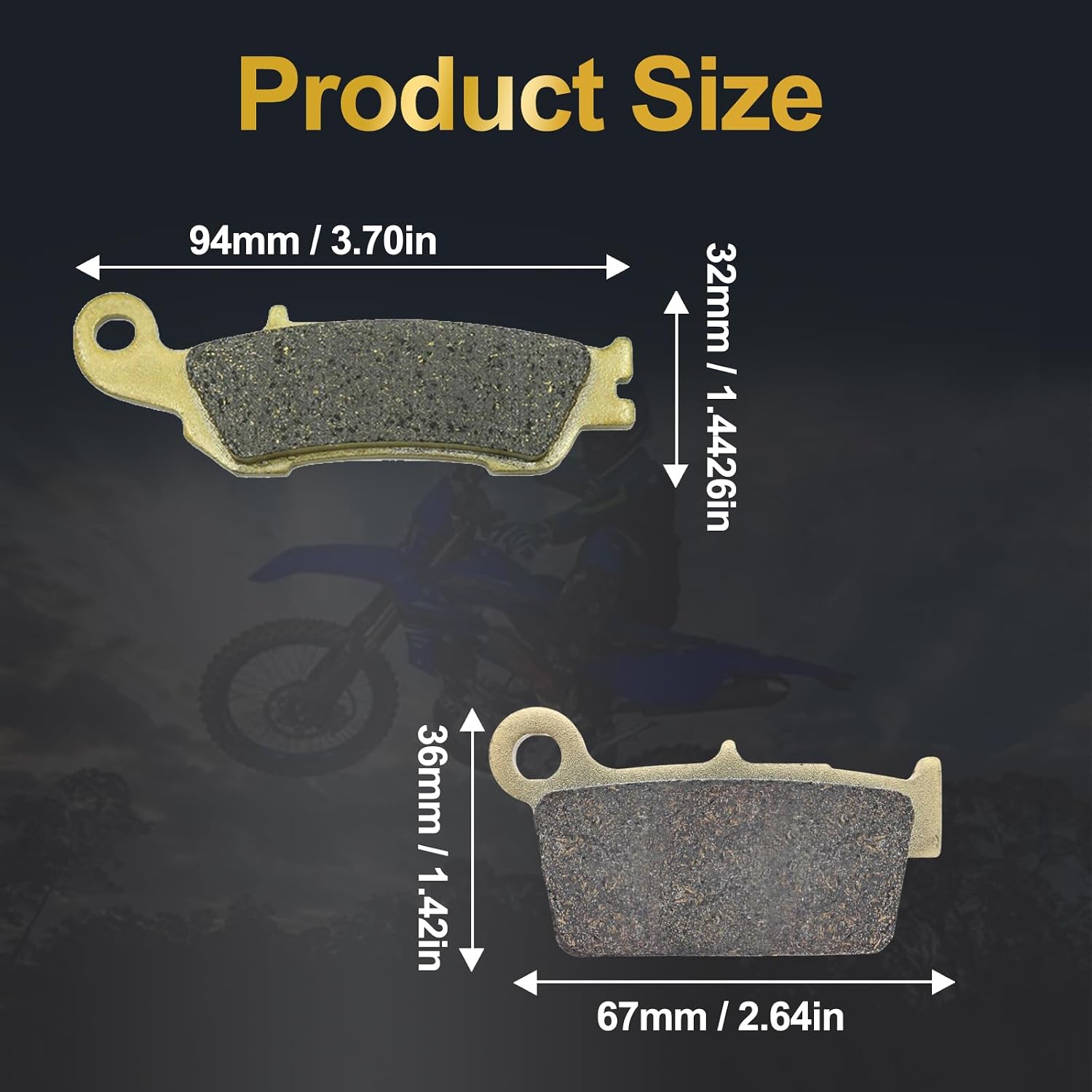 Front and Rear Brake Pads Compatible with for Yamaha YZ 125 YZ 250 F YZ 450 F 2008 2009 2010 2011 2012 2013 2014 2015 WR 450 2016 2017 2018 WR 250 2018 2019 2020 FA450F FA367R