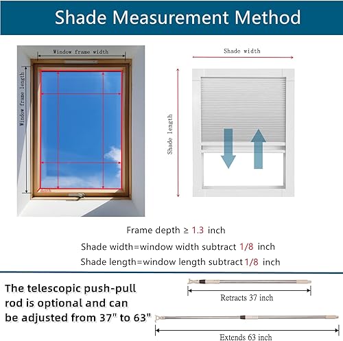 Miniatura 6 de MaKefeile Persianas opacas para ventana, persianas celulares sin cordón, para oscurecer la habitación, persianas de nido de abeja, techo adecuado,