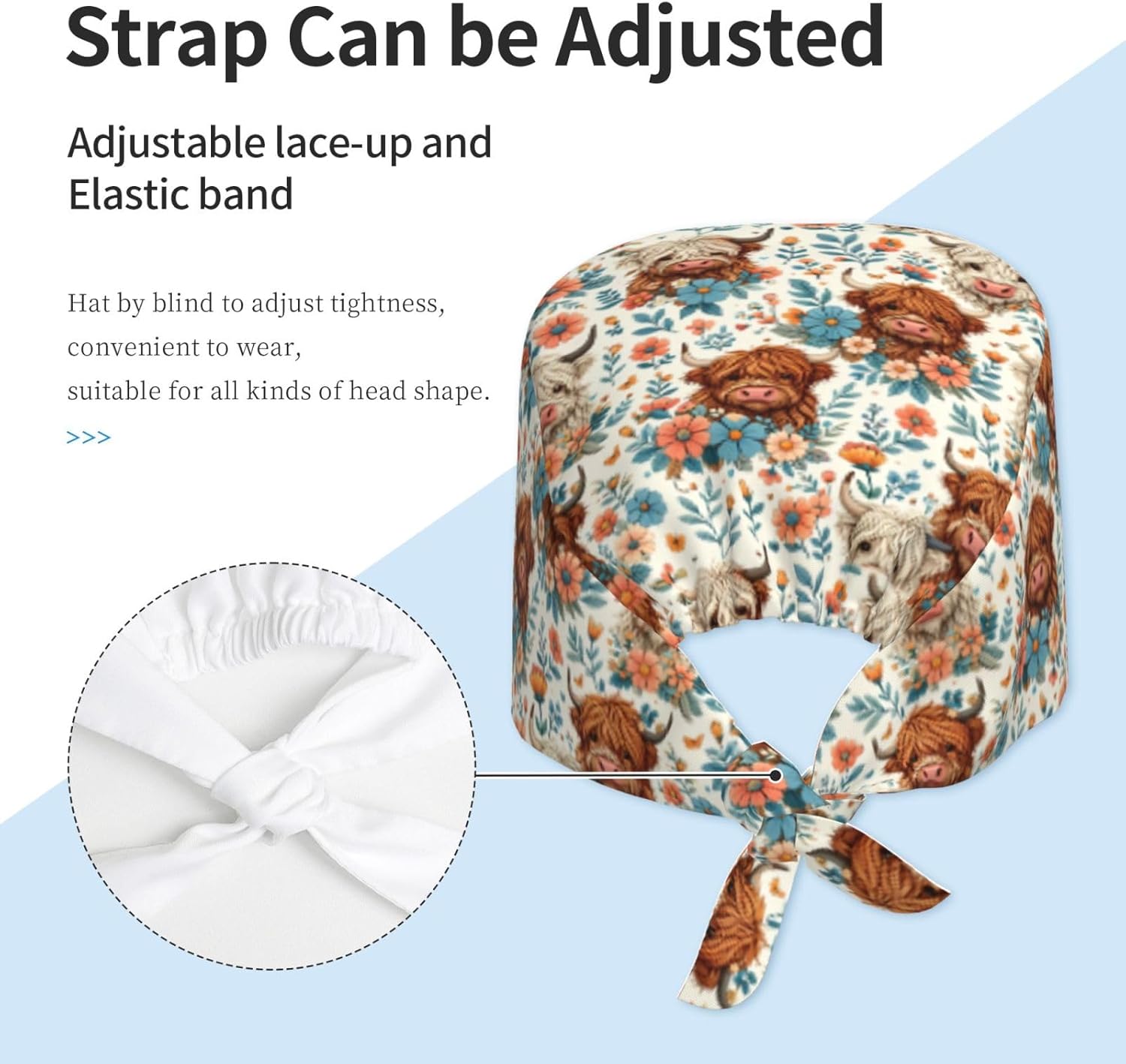 Scrub Cap with Sweatband for Women & Men — Adjustable Tie Back Surgical & Working Cap for Nurses, Doctors & Medical Staff - Image 3