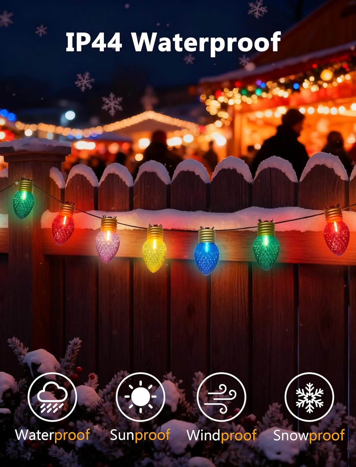 16Ft Jumbo LED Multicolor Valentine's Day String Lights Outdoor with 10 T13 LED Strawberry Bulb, Clear Multicolor Hanging String Lights for Indoor Home Porch Patio Eave Xmas Trees Roofline Decorations - Image 3