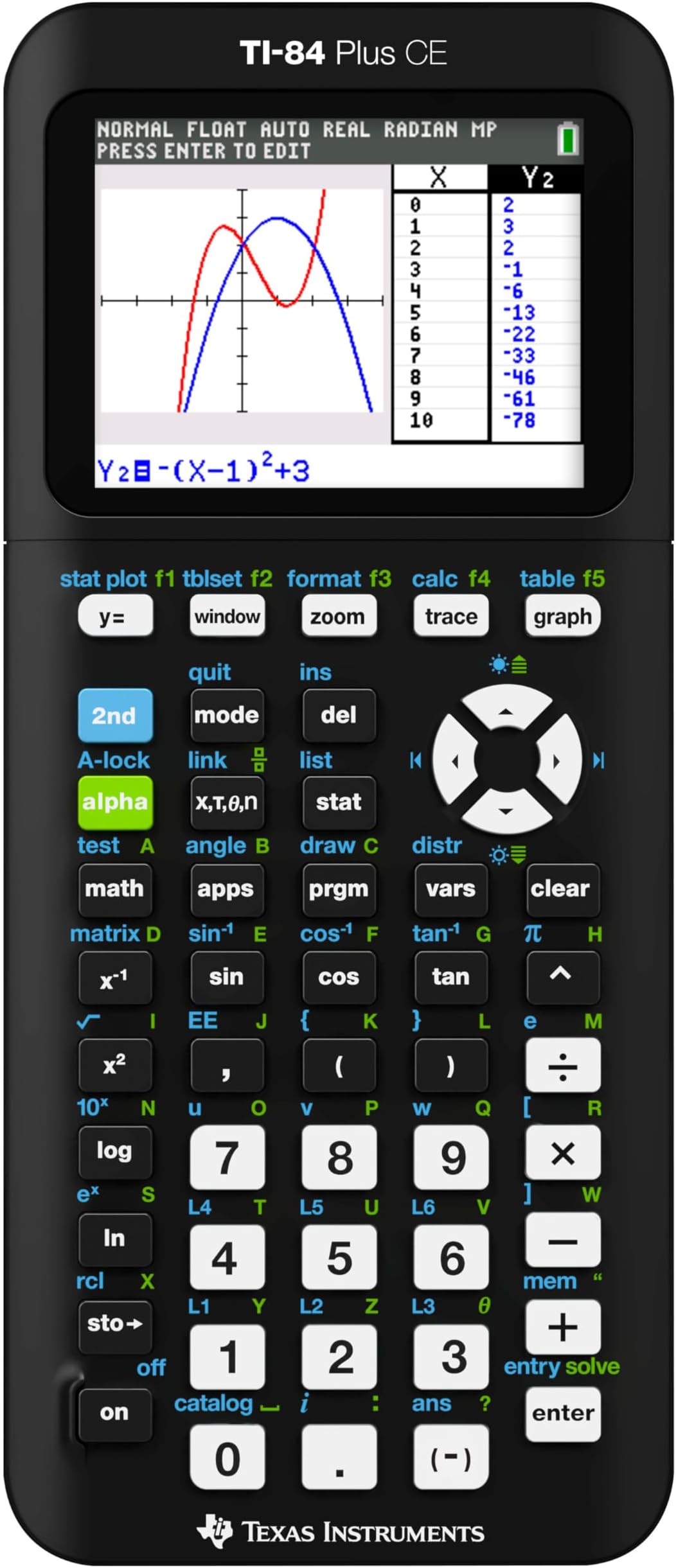 TI-84 Plus CE Graphing Calculator, Black 7.5 Inch