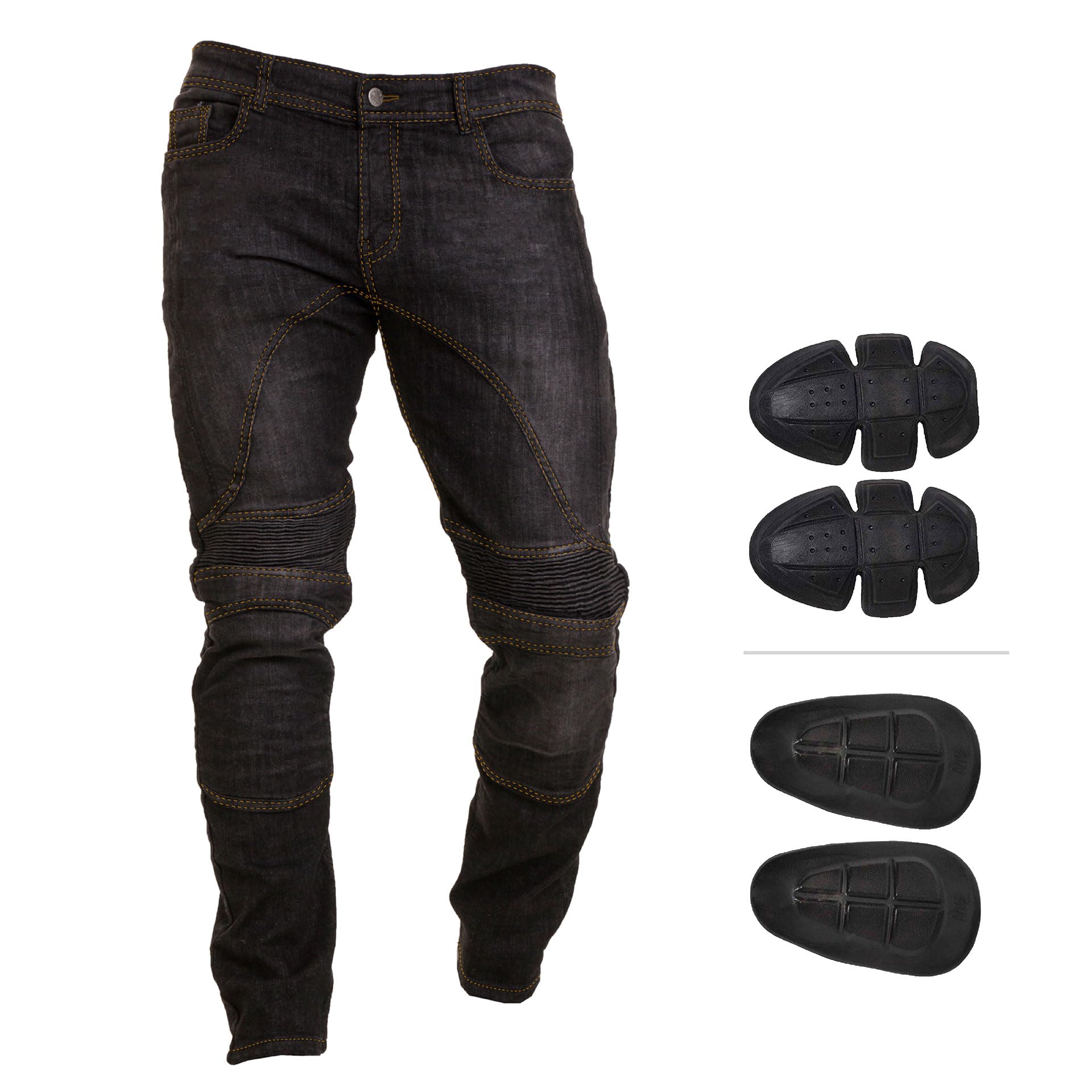 Juicy Trendz Men’s Motorcycle Jeans – Motorbike Riding Pants, Stretch Denim Biker Jeans with Removable Pads, Knee & Hip Protectors Safety Jeans for Men