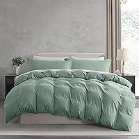 Vista 25 de Nestl Juego de funda de edredón suave de doble cepillado y cierre de botones, juego de 3 piezas: 1 funda de edredón 104 x 98 pulgadas y 2 fundas