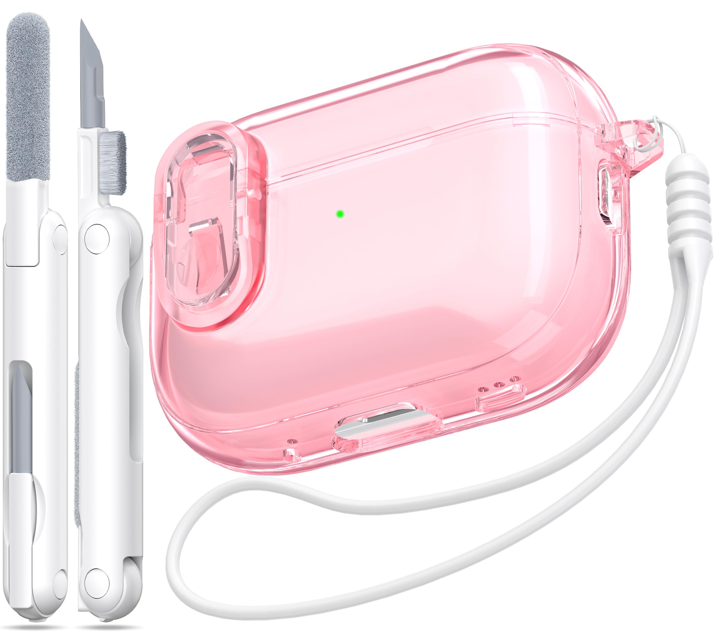 MHYALUDO for Airpods Pro 2nd/1st Generation Case Cover, Compatible with Airpods Pro Case 2nd Gen USB C Charging Port, Clear Soft Transparent Military Grade Shockproof Cover, Clear White — view 39