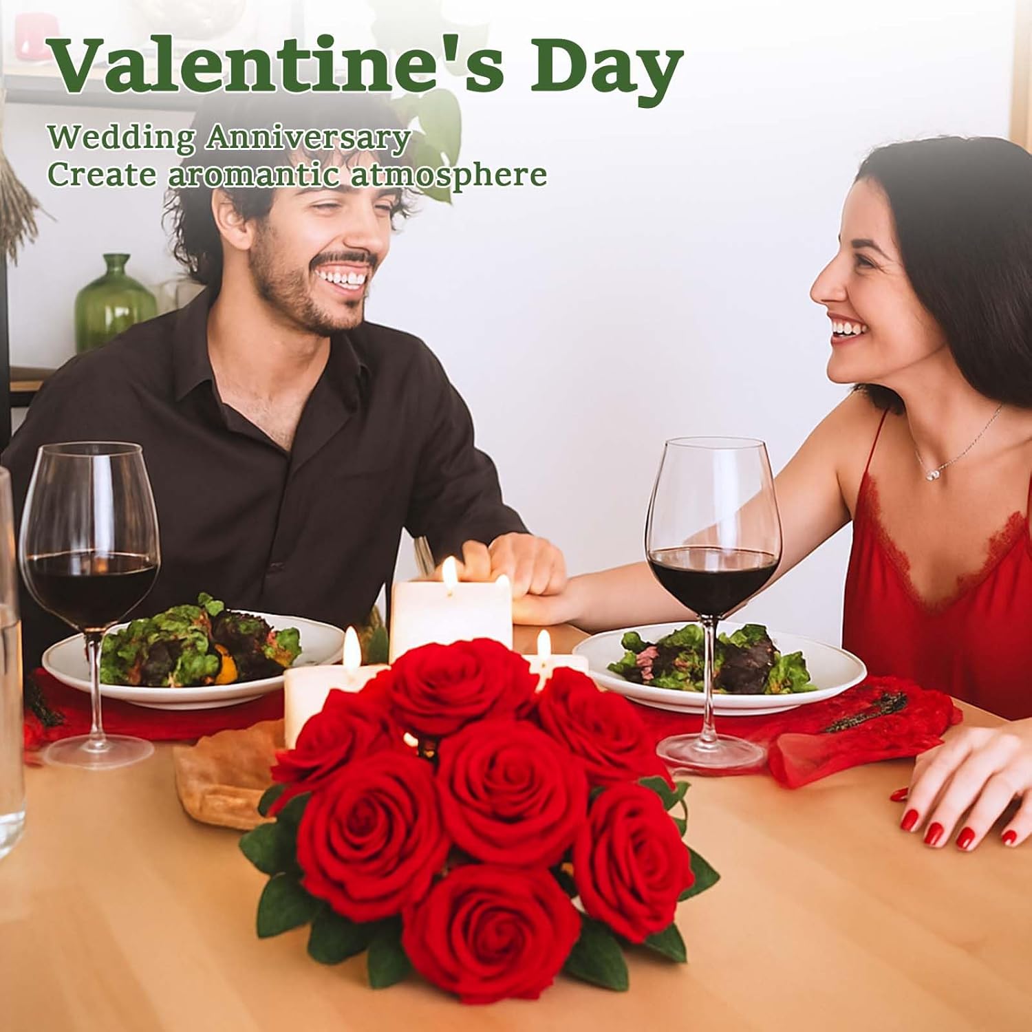 50 Pcs Red Fake Roses Artificial Flowers with Stems, Valentine's Day Gifts, Real Touch Foam Rose Bulk Faux Flowers for DIY Wedding Bouquets Centerpiece Bridal Shower Party Home Valentine Decor - Image 5