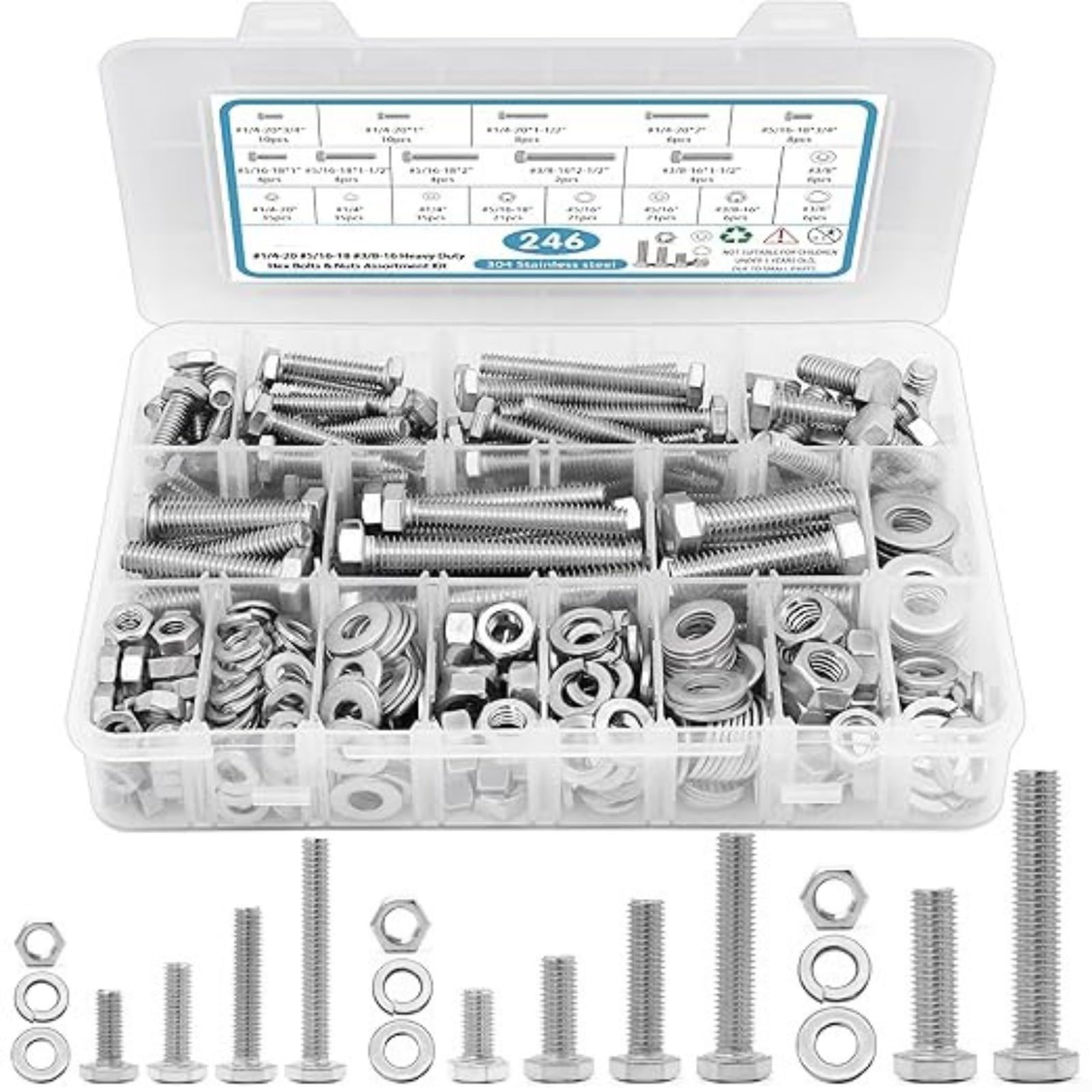 Set di viti, dadi e rondelle in acciaio inox per M6 M8 per assortimento M10