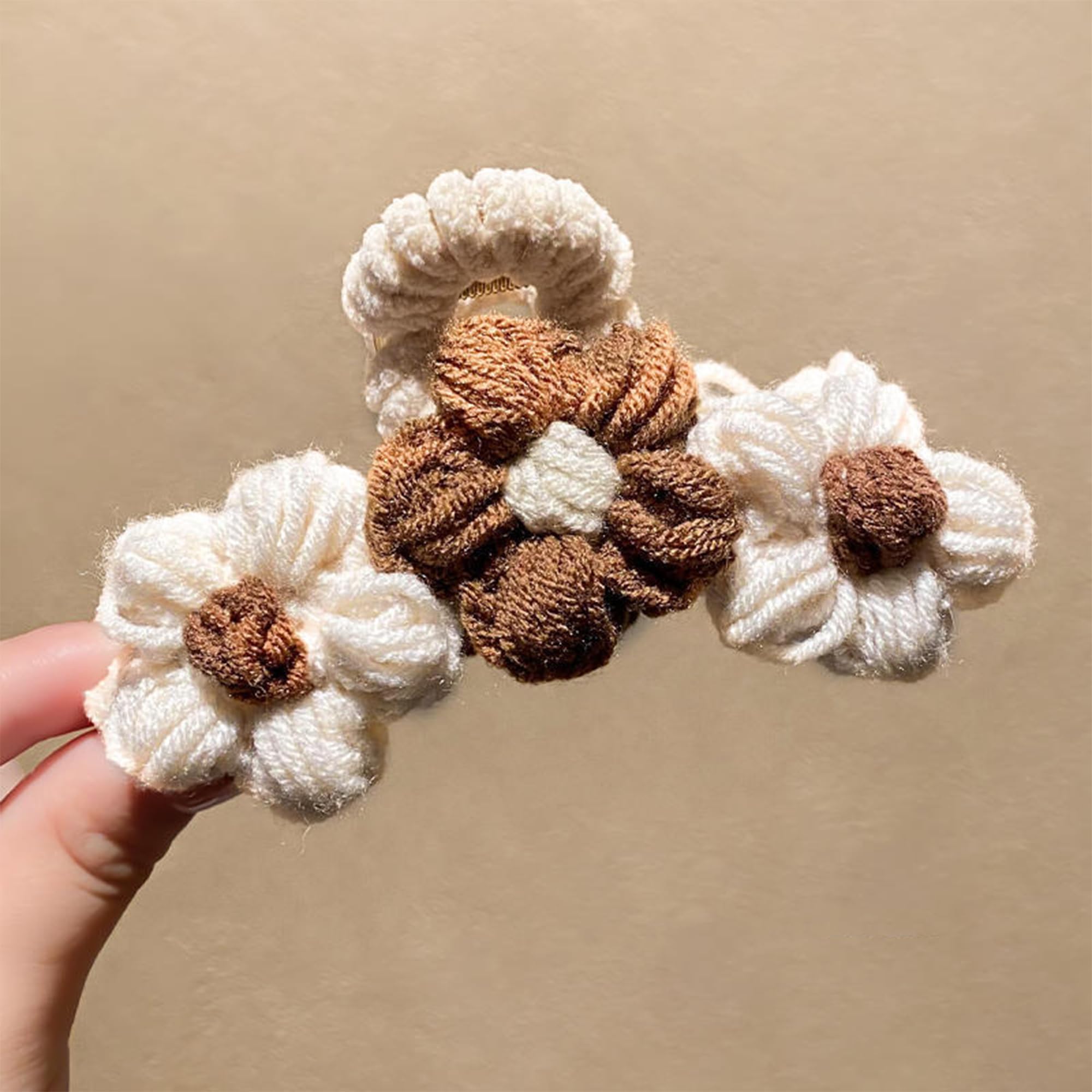 Amazon.com: AEGYPIUS 1 Pack Knitted Flower Hair Clip 
