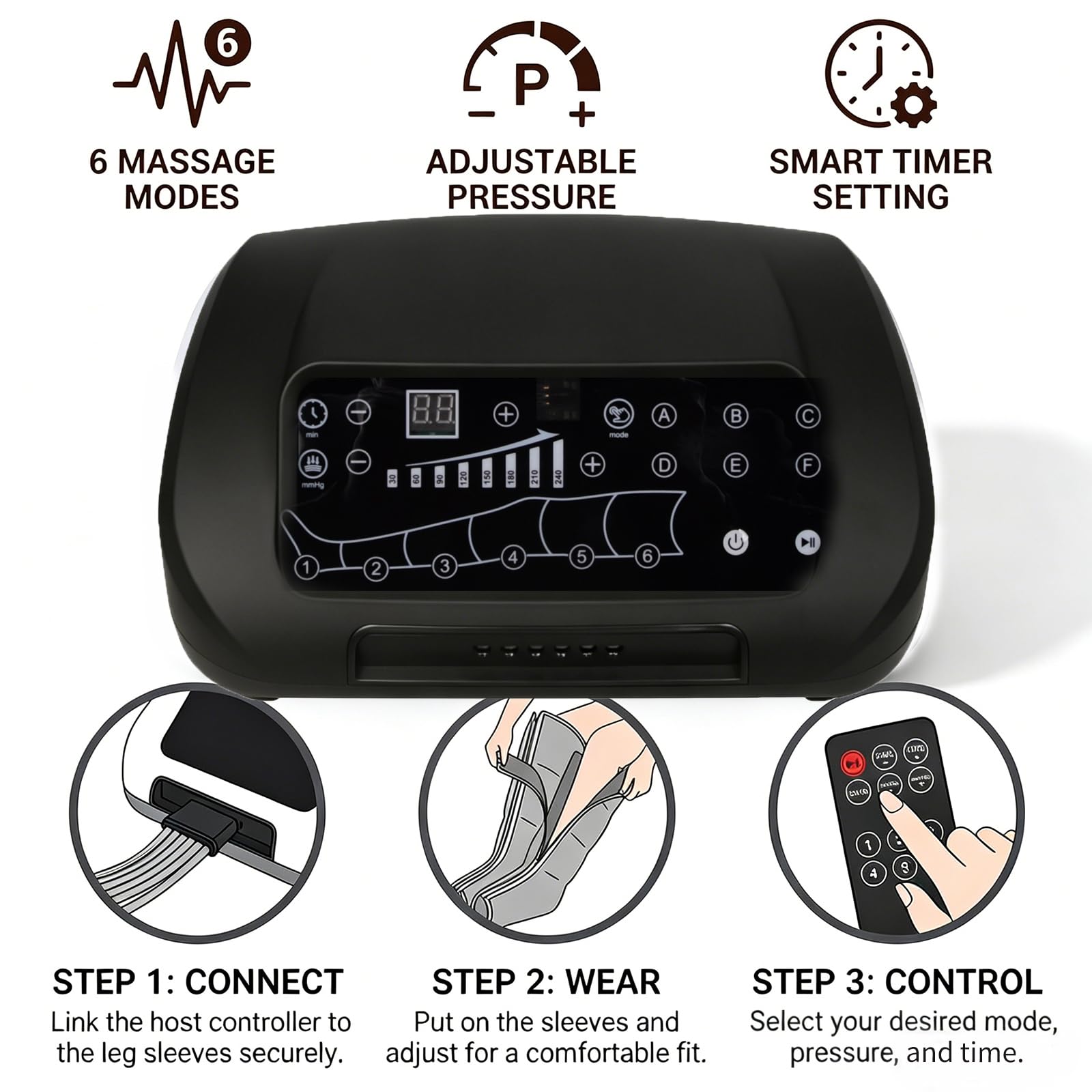 Botas de Presoterapia con Compresión para Piernas en Casa | Cubre Muslos, Pantorrillas y Pies, Ideal para Deportistas, Corredores y Personas Activas tras el Ejercicio