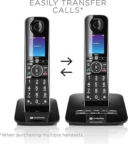 Miniatura 2 de Motorola Voice D8714 - Sistema de teléfono inalámbrico con 4 teléfonos digitales + Bluetooth a celda, contestador automático, bloque de llamadas,