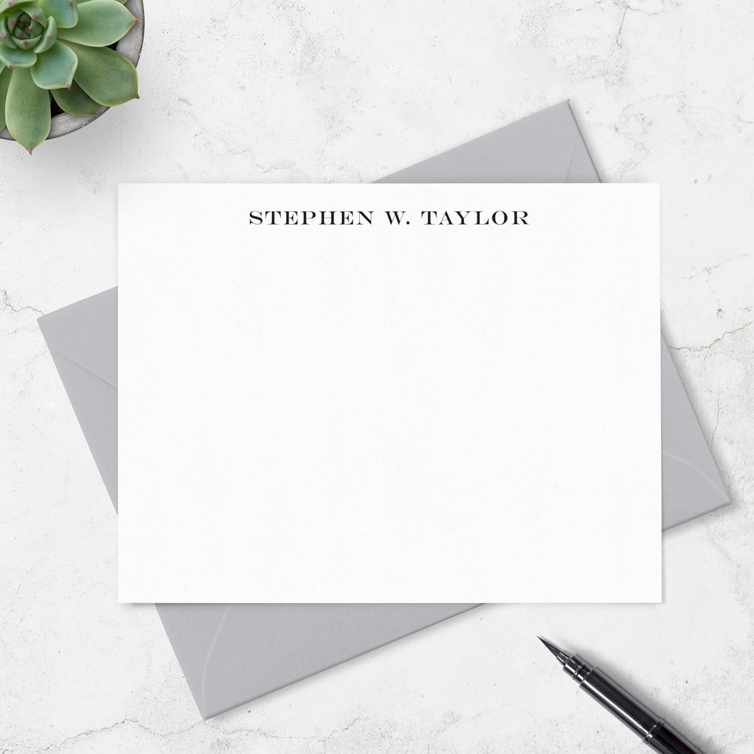 Personalized Stationery Note Cards with Envelopes for Men, Professional Classic Simple Design Mens Handmade Stationary Thank You Notecards, Choose Your Colors and Set Size (Font Style #3)