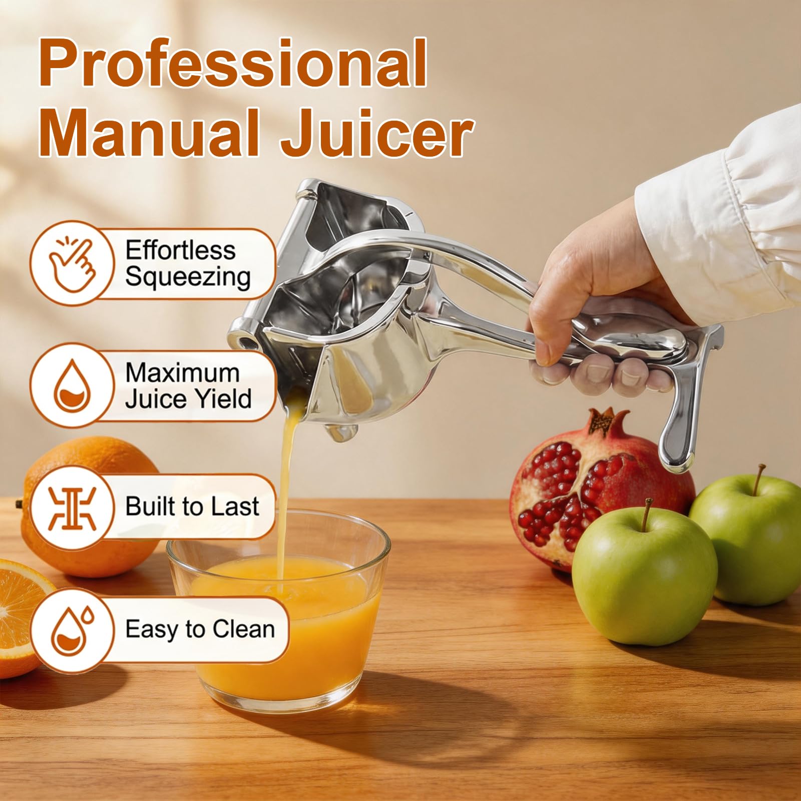 Exprimidor de Naranjas Manual de Acero Inoxidable Prensa Cítricos Extractor de Jugo
