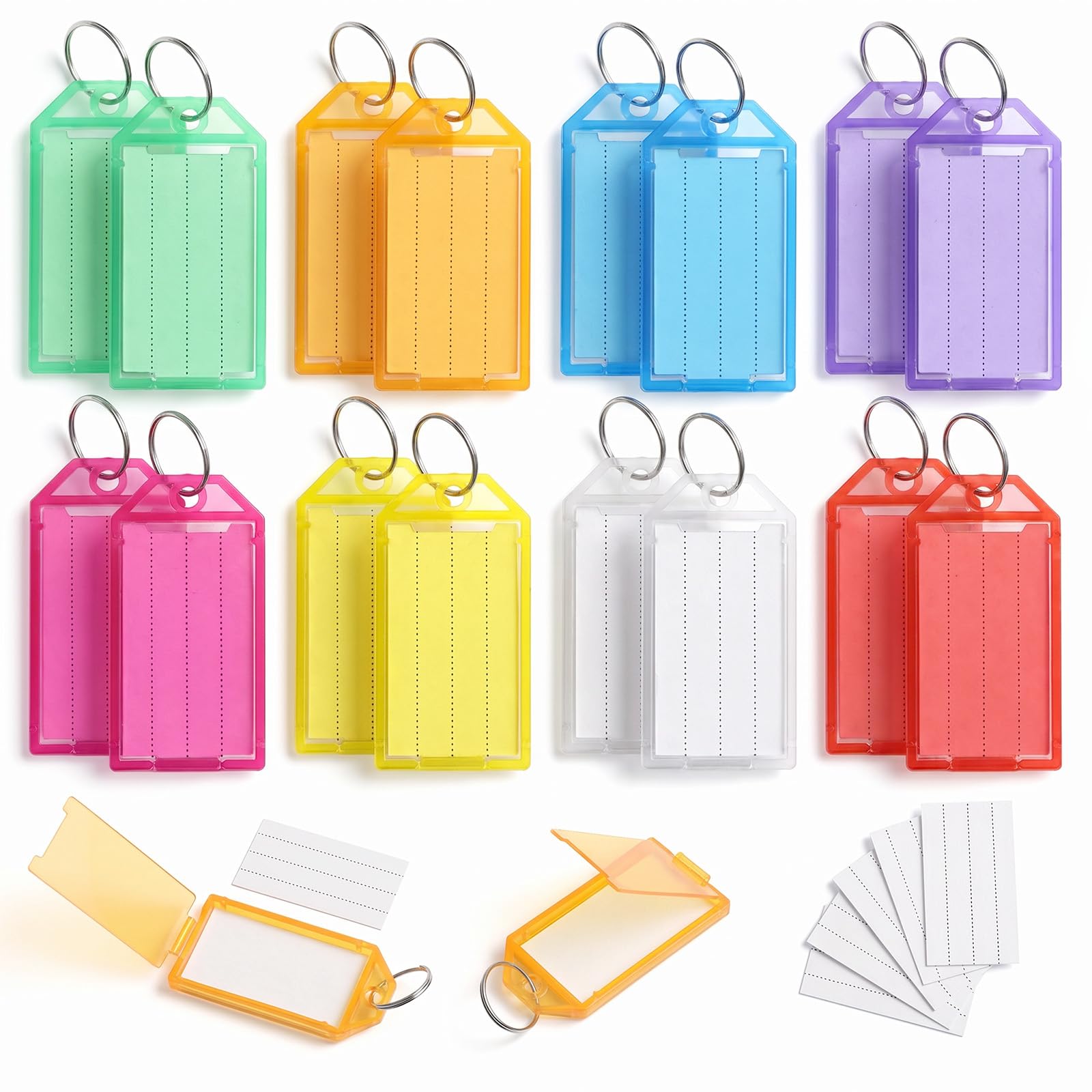 HJZHII 40Pcs Key Tags, Color Keyrings with Plastic Box 8 Colors