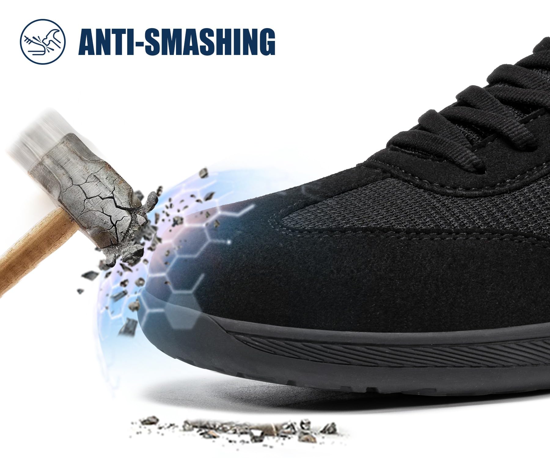 LARNMERN Scarpe antinfortunistiche da uomo con puntale in acciaio, traspiranti, sportive, antiscivolo, comode, leggere