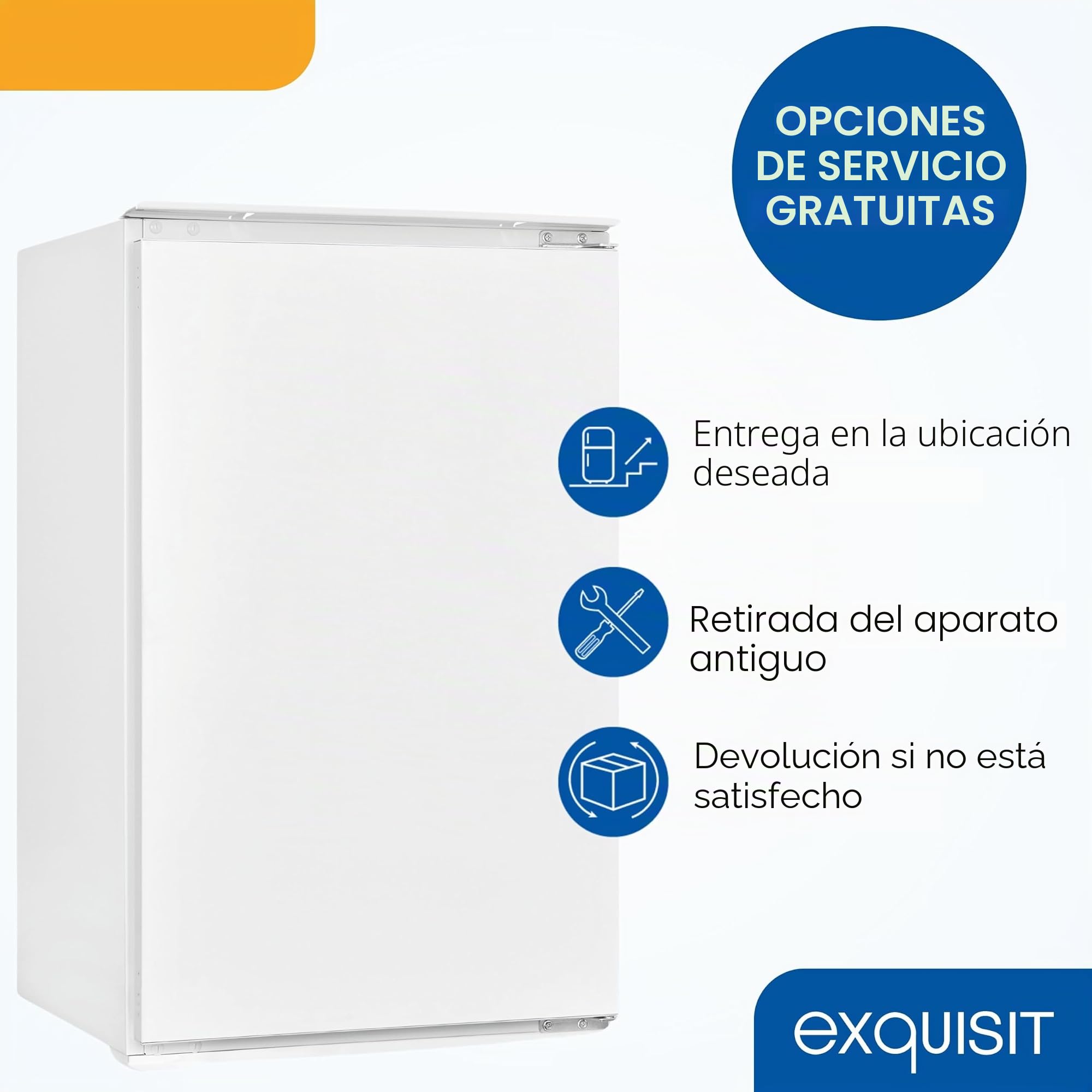 Exquisit EKS5131-V-040E - Nevera empotrable sin congelador, capacidad de 129 litros, frigorífico integrado de 88 cm, montaje en puerta de remolque, color blanco