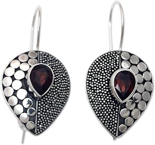 Garnet Earrings, 925 Sterling Silver Dangle Earrings, Garnet Faceted Earrings, bridesmaids earrings, boho earrings, wedding jewelry, Antique Silver Earrings, Christmas Day Gift, Unique Jewelry