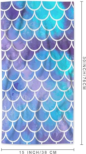 Miniatura 4 de AOYEGO Toallas de baño de sirena azul aguamarina, estilo retro, con escamas de peces marinos, sirena, lentejuelas, toallas de mano para cocina,