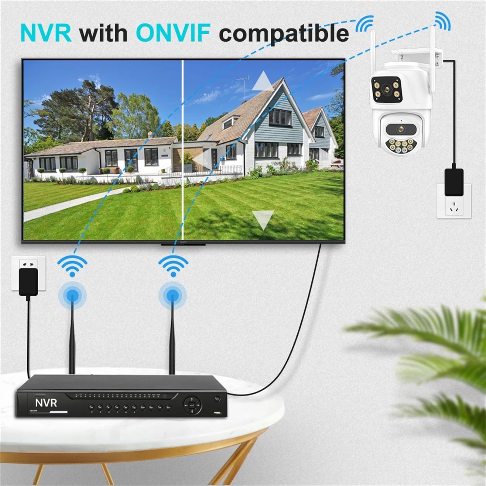 Kamera IP Wi-Fi 8MP 4K HD podwójny obiektyw podwójny ekran zewnętrzna AI automatyczne śledzenie kamera PTZ 4MP noktowizor nadzór wideo P2P(4MP NO Card)