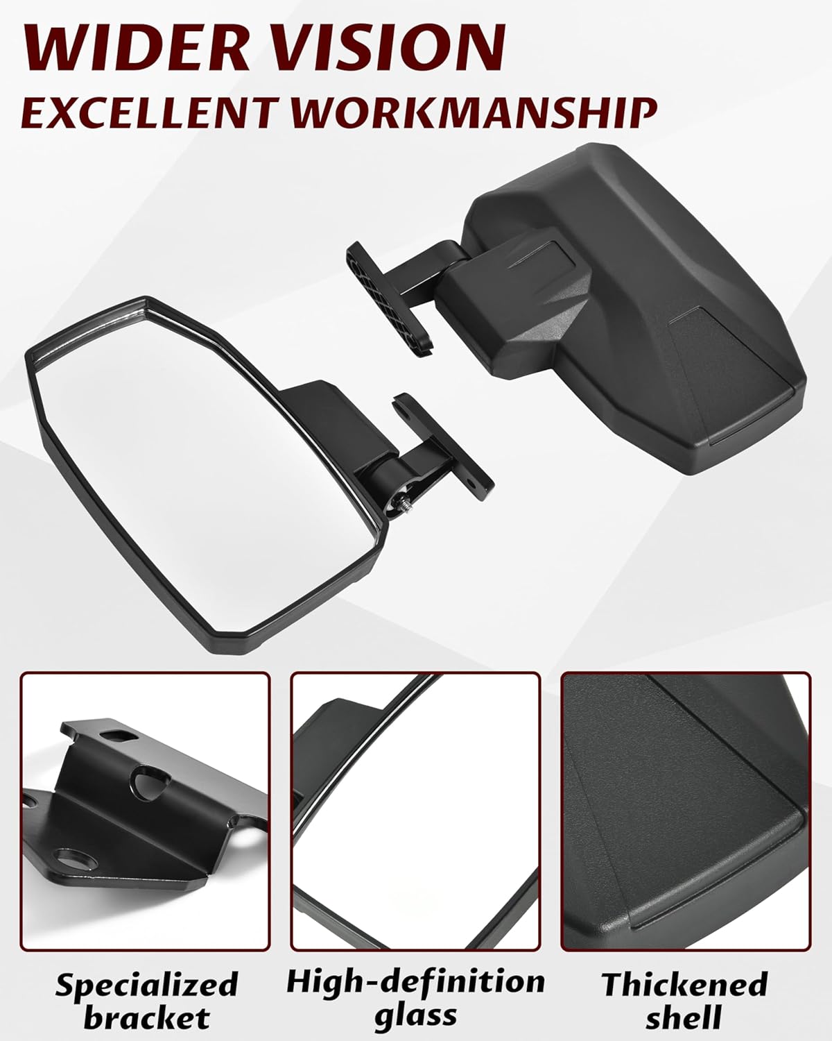 SAUTVS Adjustable Side Mirrors Compatible with Honda Pioneer 700-2 700-4 2014-2025 Accessories, Exterior Wider Foldable Side Rearview Mirror with Bracket Compatible with Honda Pioneer 700 2014+, 2PCS