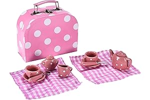 Jewelkeeper Porcelain Pink Polka Dot Tea Set