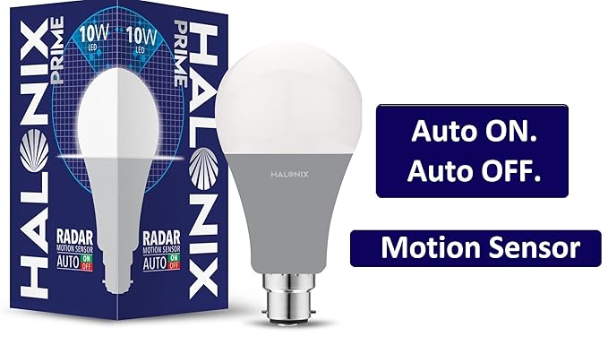 Halonix Radar 10W B22 Cool day white Motion Sensor Led Bulb, Auto on-Auto off, Pack of 1, White at Rs. 199