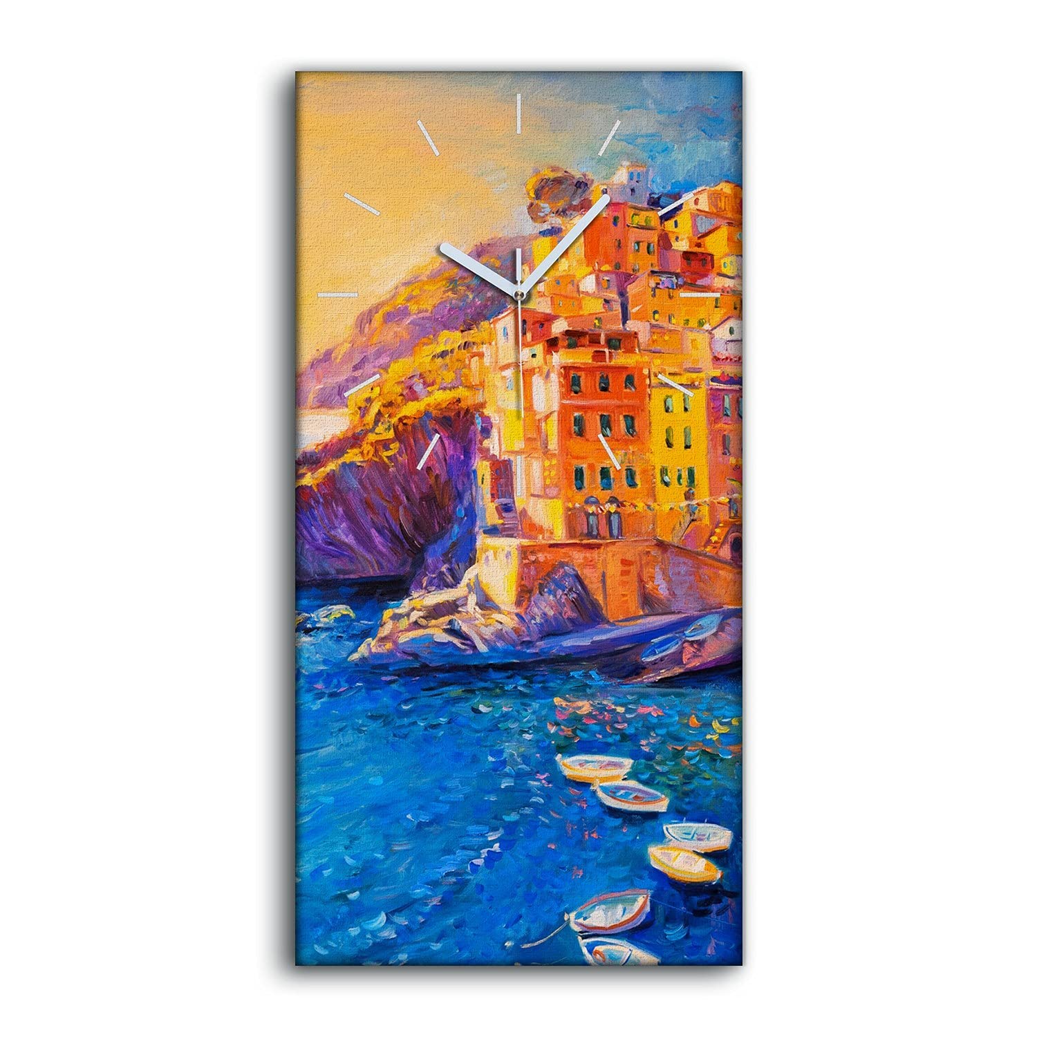 Horloge sur toile abstraite pour instaurer une ambiance marine et apaisante au salon