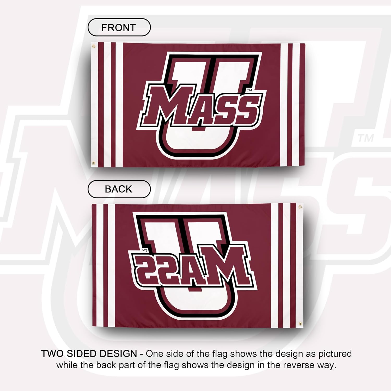 Desert Cactus University of Massachusetts 100% Polyester Indoor Outdoor 3x5 feet Banner UMass Amherst (Flag F) - Image 2