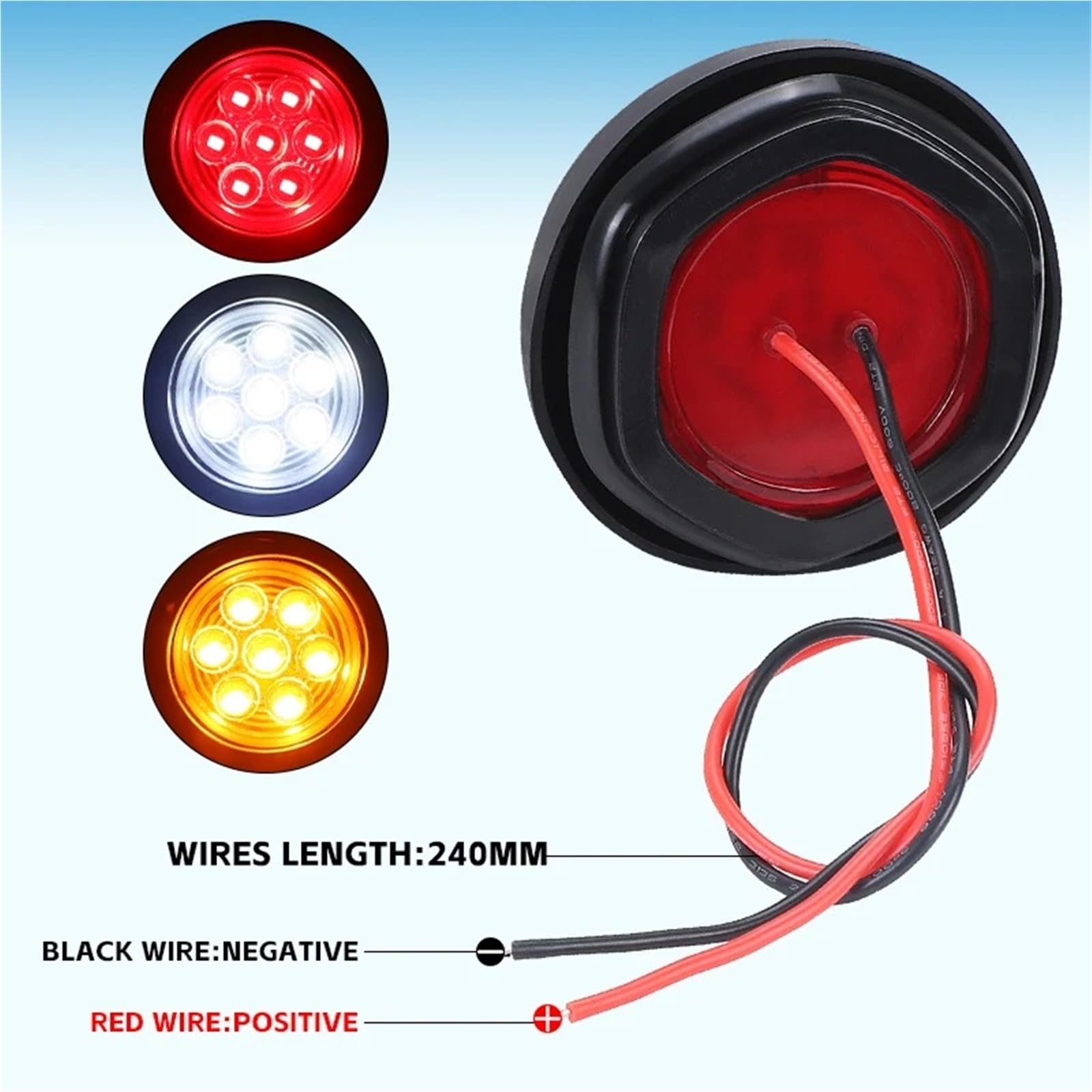 Trasera Luz Freno Luces LED Redondas Externas De 2 Pulgadas 12V Y 24V Para Remolque Caravana Furgoneta Camión Autobús Luz Indicadora Lateral Luz Trasera. Piloto trasero(4pcs Red)