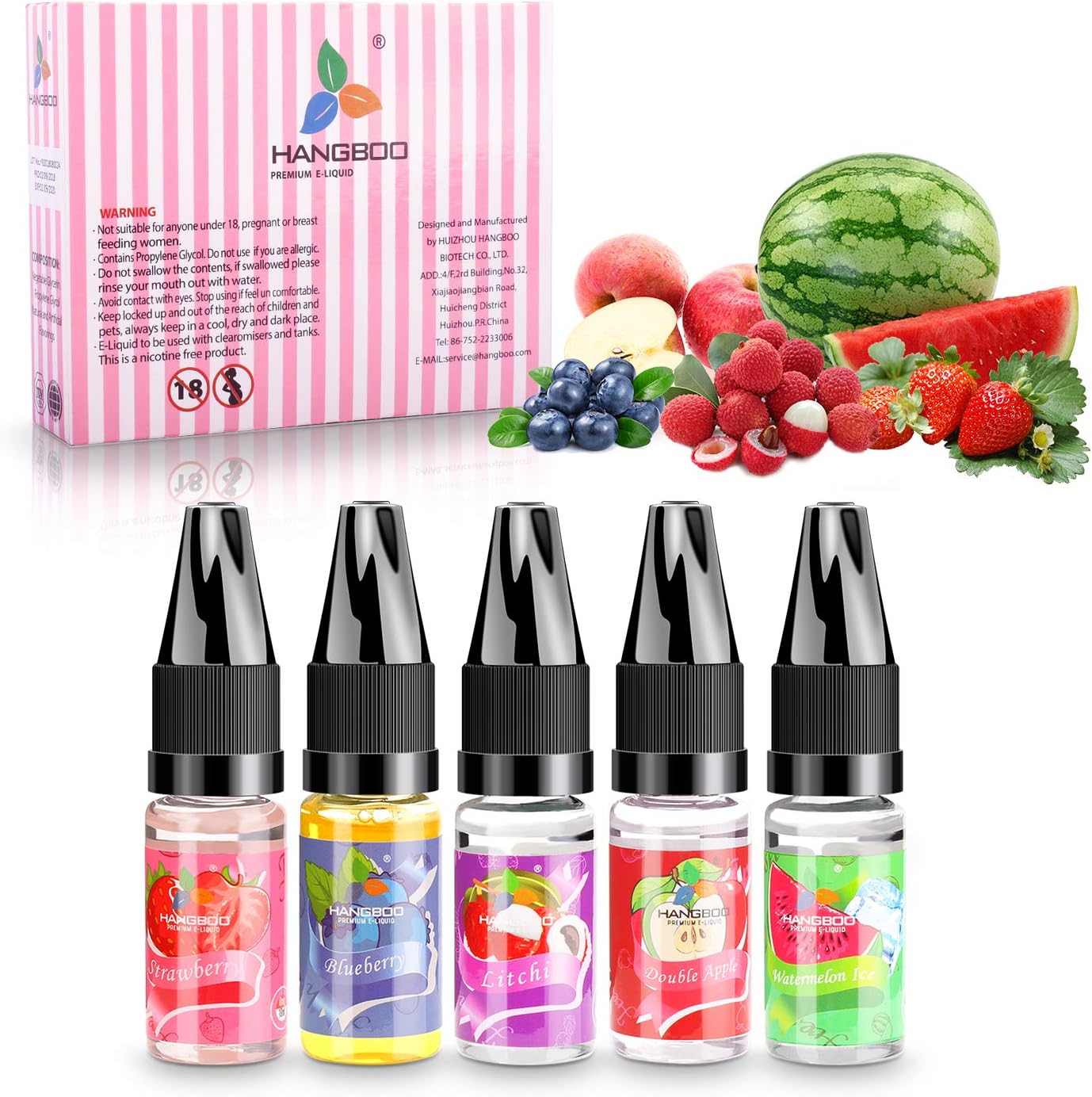 Aappy 5 Pack 10ml E Cigarette Vape Liquid, Multi Juicy Fruits E Liquid