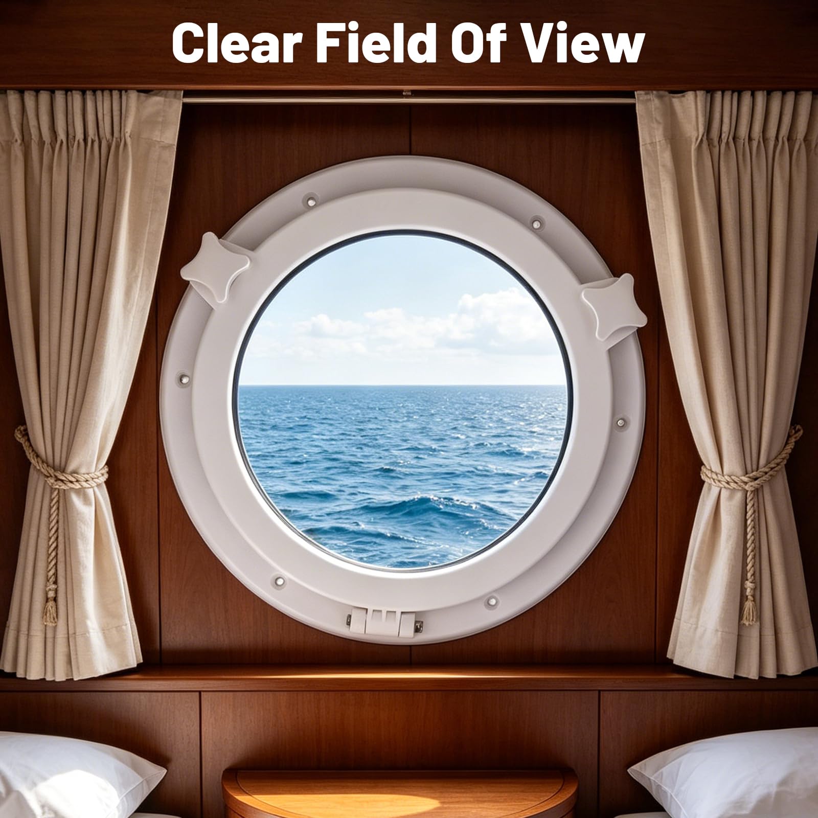 GAESHOW Ojo de buey de 10 Pulgadas, Apertura Redonda, Ventana de Repuesto, Orificio para Ventana, Orificio de Repuesto, Vidrio Templado para Marina, Barco Yate RV (Blanco)