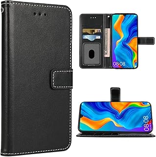 FDCWTSH Compatible with Huawei P30 Lite Wallet Case Wrist Strap Lanyard Leather Flip Cover Card Holder Stand Cell Accessories Folio Phone Cases for Hawaii P30Lite P 30 30Lite Women Men Black
