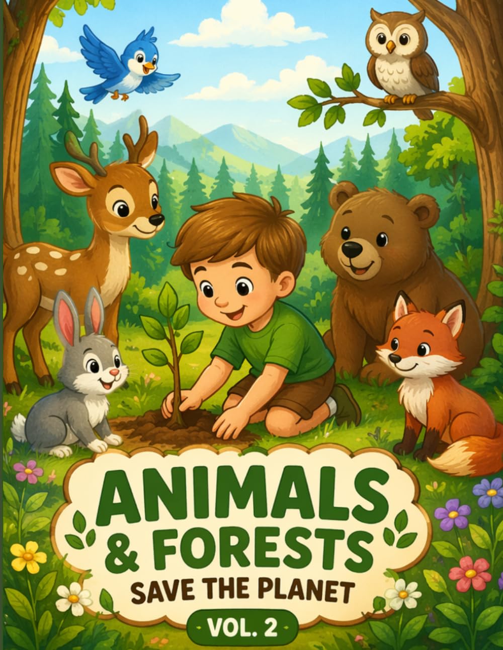 Save the Planet Coloring Book Vol. 2 – Animals & Forests: Fun & Easy Coloring Pages to Teach Kids About Nature, Wildlife & Protecting the Earth (Save the earth)
