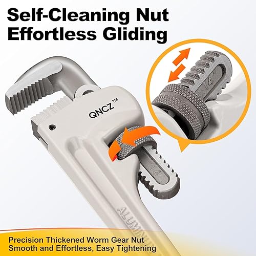 Miniatura 3 de Juego de llaves de tubo, llave de tubo profesional de aluminio de 14 y 8 pulgadas, llave de plomero resistente para fontaneros, tubería, hogar,