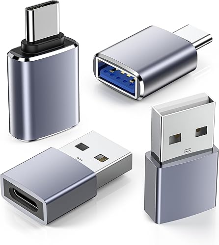 LERTOSN - Paquete de 4 adaptadores USB a USB C, adaptador USB 3.0 y USB C a USB A, convertidor OTG para iPhone 16/15/14, MacBook Pro/Air 2024,