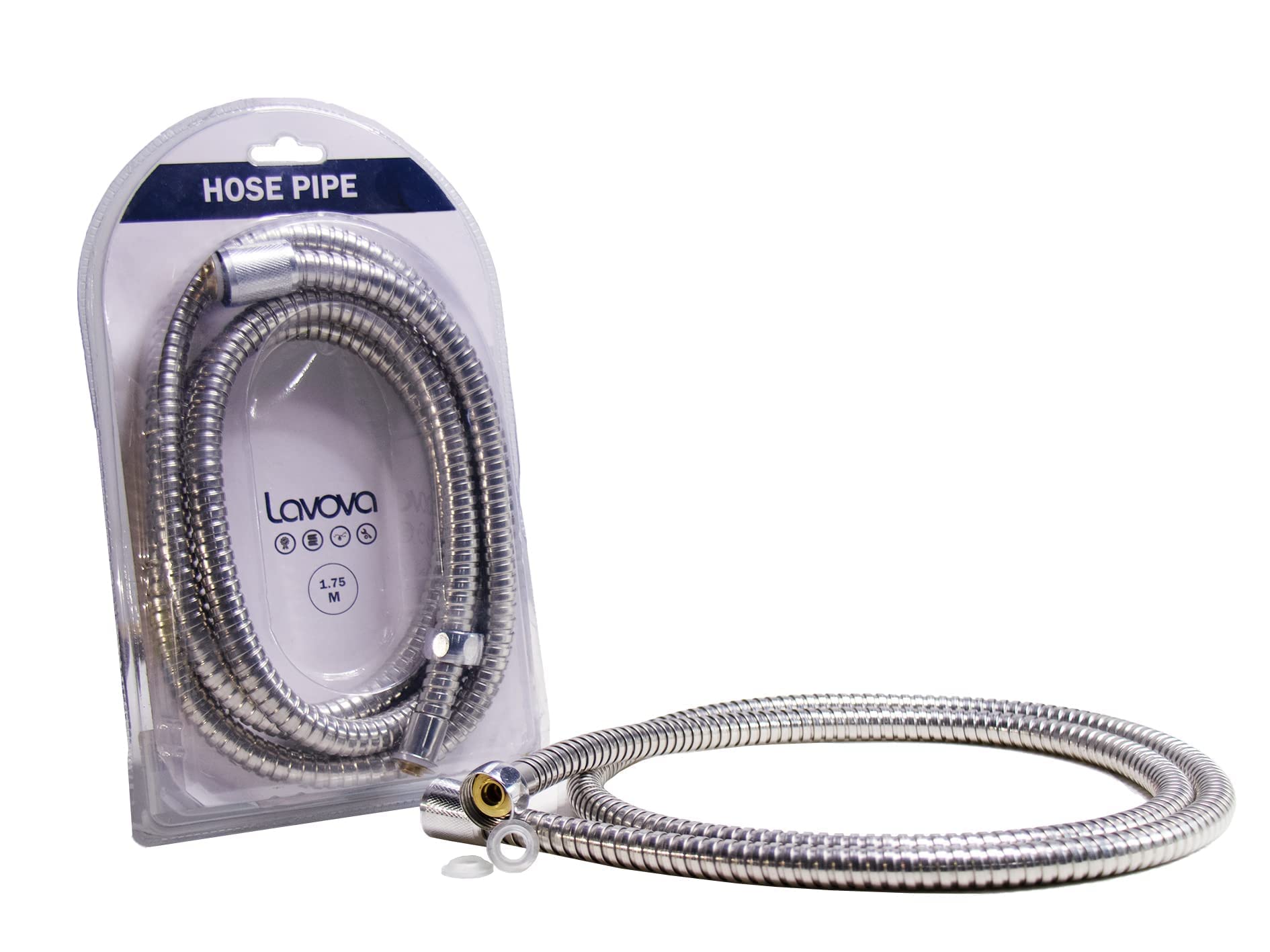 LAVOVA Shower Hose 1.75m 69"| 5 Year Leak Proof EPDM | 360* Flexible Anti-Tangle Replacement Shower Head Extension Hose for Adults, Kids, Pets | Anti-Rust Chrome Stainless Steel | High Pressure Output
