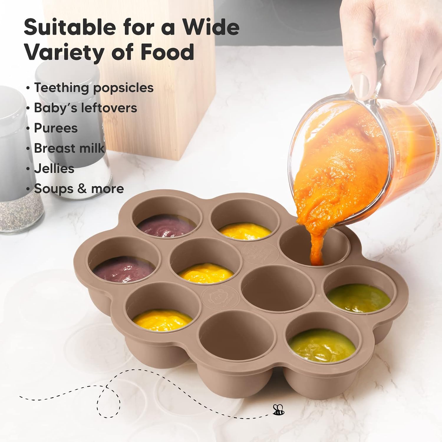 KeaBabies Silicone Baby Food Freezer Tray with Clip-on Lid - 2oz x 10 Pods Baby Food Silicone Freezer Molds, Breast Milk Freezer Tray, Dishwasher, Microwave, BPA-Free Baby Food Storage Tray