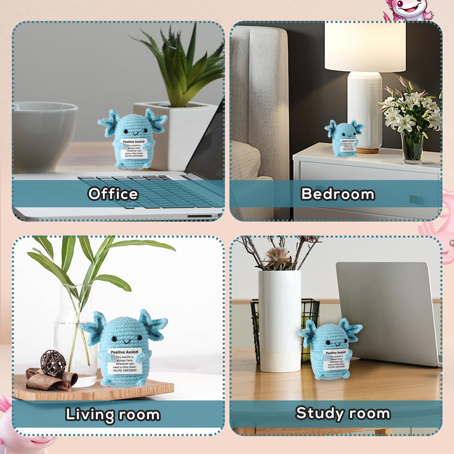TOYMIS Giocattolo All'Uncinetto Axolotl, Kit Uncinetto Supporto Morbido Bambola Axolotl Uncinetto Giocattolo Edificante Giocattolo per Maglieria Regali per Decorazioni per Feste in Ufficio (Blu