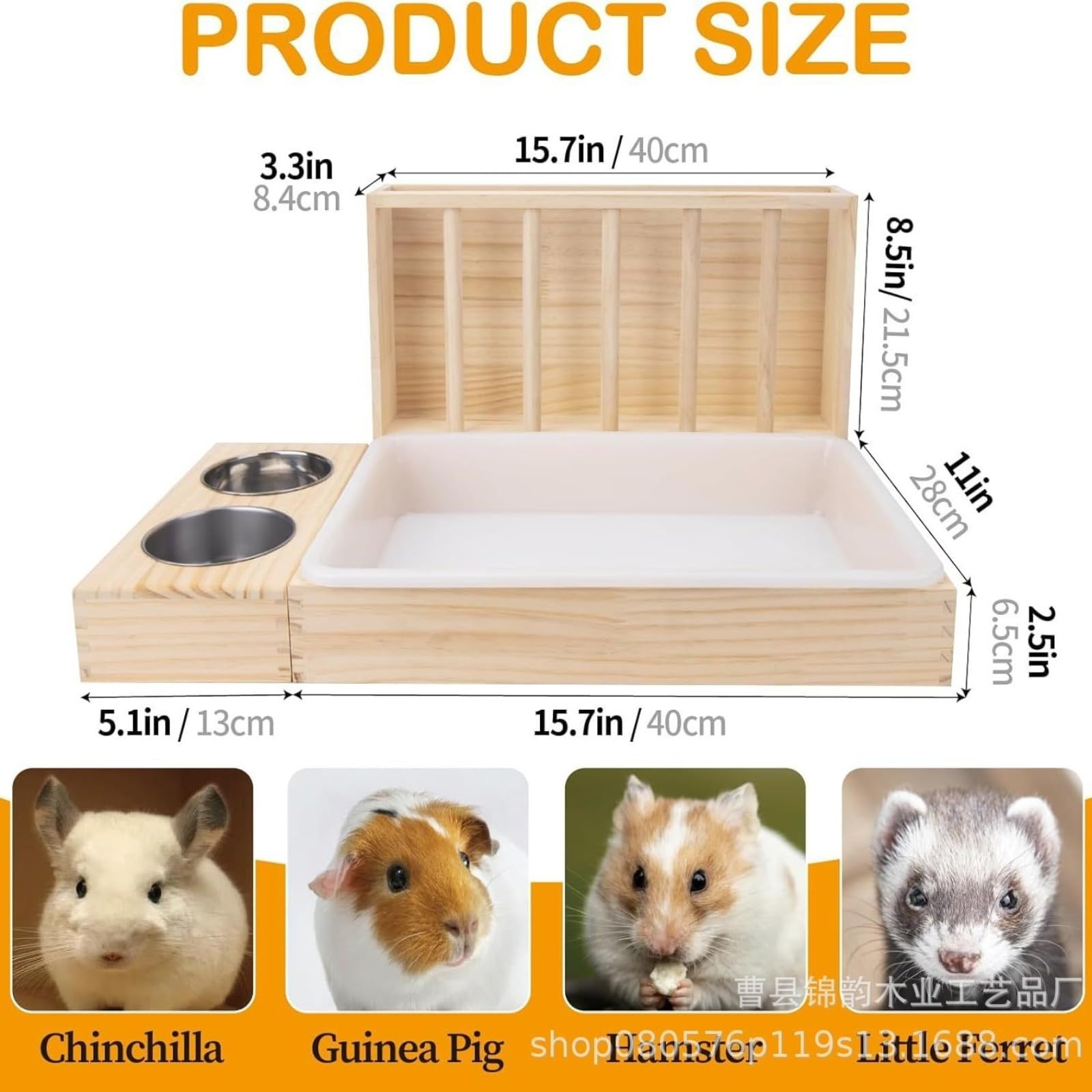 Distributeur de Foin pour Lapin,ratelier Foin Lapin ， râtelier à Foin avec litière en Plastique pour Chat, Toilettes, Hamster, Furet，Mangeoire à foin en bois massif, mangeoire anti-basculement pour la