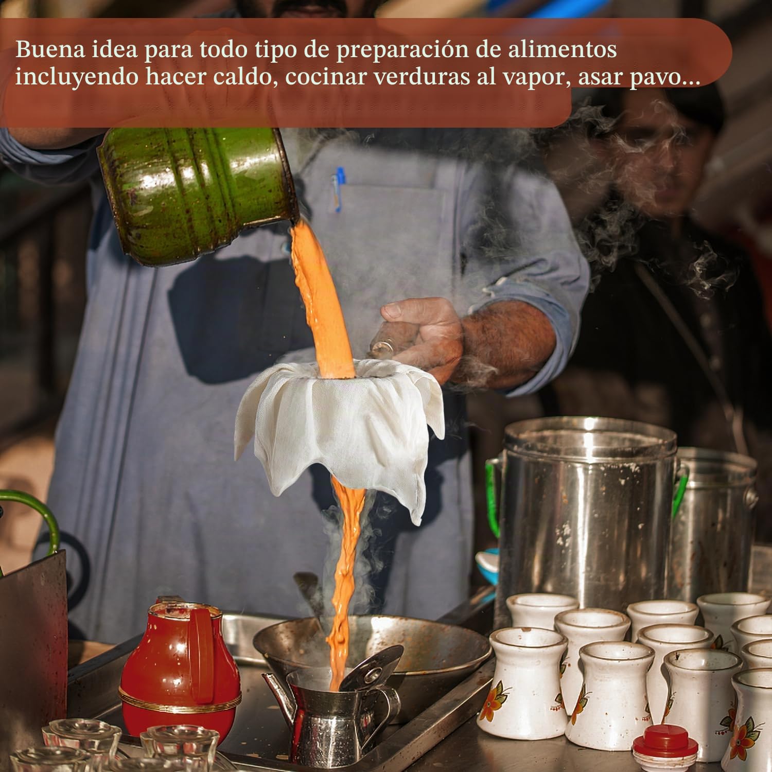 eFond 4 Piezas Telas Filtrante Reutilizable de Algodón Puro sin Blanquear 50x50cm - Colador Ultrafino Lavable para Queso, Zumos y Cocina - Grado 100 (Tela de Filtración, Cheese Cloth)